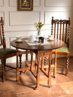 アンティーク家具  英国アンティークの伸長式テーブル、引き出しが付いたゲートレッグテーブル