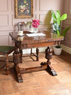 アンティーク家具 アンティークのテーブル 英国アンティークの伸長式ダイニングテーブル、おしゃれなドローリーフテーブル
