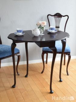 イギリスから届いたアンティークの伸長式テーブル、カブリオールレッグが美しいゲートレッグテーブル