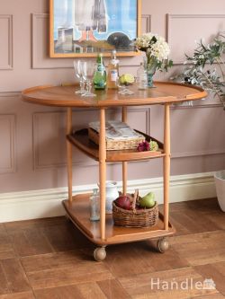 アンティーク家具 アンティークのワゴン・トローリー 伸長式の天板が便利なトローリーテーブル、アーコールERCOLのおしゃれなワゴン