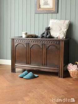 アンティーク家具 ブランケットボックス・収納ボックス オーク材のおしゃれなアンティークコファ、イギリスから届いたブランケットボックス