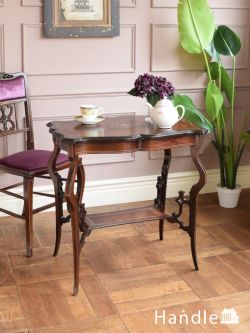 英国アンティークの美しいオケージョナル、象嵌が入ったマホガニー材のサイドテーブル(k-3298-f)