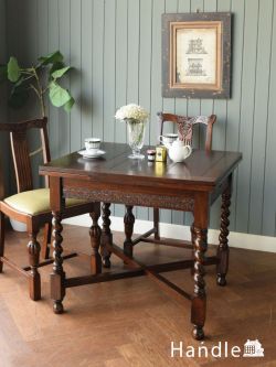 アンティーク家具 アンティークのテーブル 英国のアンティークのドローリーフテーブル、伸び縮みする伸長式のダイニングテーブル
