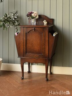 アンティーク家具 アンティークのキャビネット アンティークのマガジンラック付きコールボックス、イギリスから届いたオーク材のめずらしいサイドキャビネット