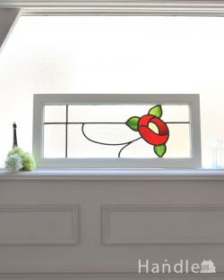 アンティーク雑貨 ステンドグラス アンティーク 英国アンティークのステンドグラス、薔薇が描かれた美しいステンドグラス