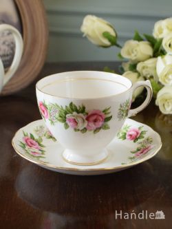 アンティーク雑貨 アンティーク食器 Colclough (コルクラフ)の2色の薔薇が美しいアンティークカップ&ソーサー