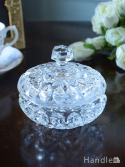 アンティーク雑貨 ジュエリーボックスアンティーク アンティークのガラス雑貨、イギリスから届いた美しいパフケース