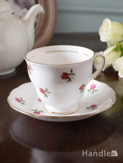 アンティーク雑貨 アンティーク食器 コルクラフ(Colclough)のカップ＆ソーサー、可愛いミニバラのアンティーク陶磁器