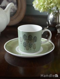 アンティーク雑貨 アンティーク食器 スージークーパー（Susie Cooper）のビンテージ食器、スポンジタイプのコーヒーカップ＆ソーサー