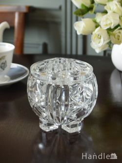 アンティーク雑貨 アンティーク花瓶 イギリスのアンティークガラス雑貨、花留め付きのフラワーベース