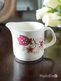 アンティーク雑貨 アンティーク食器 英国のアンティーク食器、J&G Meakin社のピンクのお花が可愛いミルクピッチャー