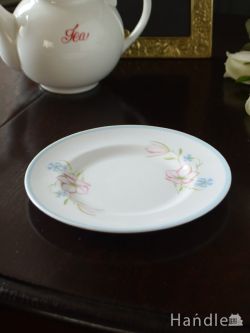 アンティーク雑貨 アンティーク食器 スージークーパー（Susie Cooper）のビンテージ食器、ピンクとブルーのお花のプレート