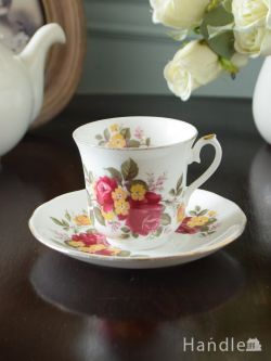 アンティーク雑貨 アンティーク食器 英国のアンティーク陶磁器、ロイヤルオズボーン(Rosetime)のカップ&ソーサー