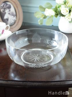 アンティーク雑貨 アンティーク食器 アンティークガラスの食器、シンプルなデザインがオシャレなアンティークガラスのボウル
