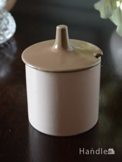 アンティーク雑貨 アンティーク食器 イギリスのアンティーク食器、プール・ポタリーのTwintone（セピア＆マッシュルーム）のシュガーポット