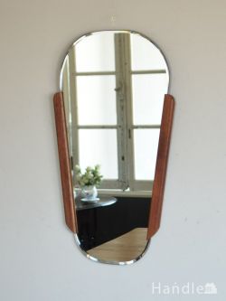 アンティーク雑貨 アンティークミラー・鏡 ビンテージのウォールミラー、北欧スタイルにピッタリな壁掛け鏡