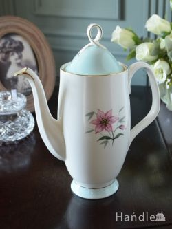 アンティーク雑貨 アンティーク食器 ロイヤルアルバート社のアンティーク陶磁器、お花が描かれた、ELFINのティーポット