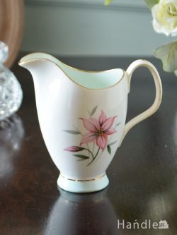 アンティーク雑貨 アンティーク食器 ロイヤルアルバート社のアンティーク陶磁器、お花が描かれた、ELFINのミルクピッチャー
