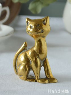 アンティーク雑貨 アンティーク 真鍮の雑貨 アンティークのブラスオブジェ、イギリスで見つけた小さな真鍮のネコ（猫）
