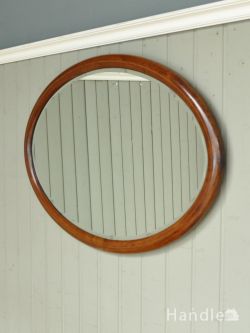 英国のおしゃれな鏡、象嵌が美しい木製フレーム付きのアンティークミラー
