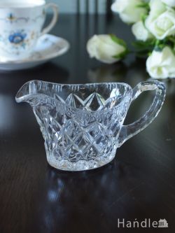 アンティーク雑貨 サラダボウル アンティーク アンティークガラスの食器、ダイヤ型の型押し模様が可愛い、プレスドグラスのソースポット