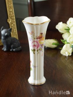 アンティーク雑貨 アンティーク食器 ロイヤルクラウンダービー（DERBY POSIES）ポジーのフラワーベース、英国のアンティーク陶磁器