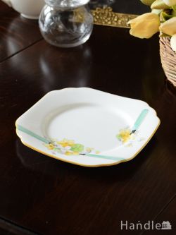 アンティーク雑貨 アンティーク食器 イギリスから届いたアンティークの食器、GLADSTONE CHINAのスクエア型のプレート