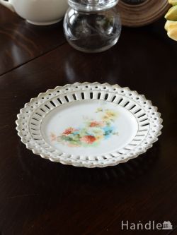アンティーク雑貨 アンティーク食器 イギリスから届いたおしゃれな陶磁器、オープンワークのアンティークプレート