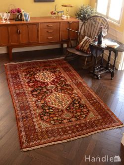 アンティーク雑貨 トライバルラグ・トルコ絨毯 トルコカイセリのおしゃれな絨毯、一点もののビンテージトライバルラグ
