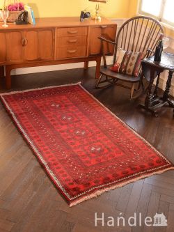 アンティーク雑貨 トライバルラグ・トルコ絨毯 ビンテージのおしゃれな絨毯、イランバルーテの一点もののトライバルラグ 