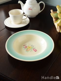 アンティーク雑貨 アンティーク食器 スージークーパー（Susie Cooper）のビンテージ食器、スウォンジースプレイのスーププレート