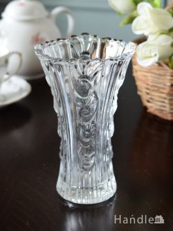 アンティーク雑貨 アンティーク花瓶 イギリスから届いたアンティークの花器、プレスドグラスのフラワーベース