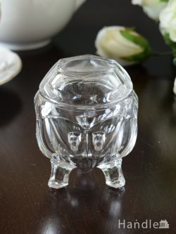 アンティーク雑貨 キャンドルスタンドアンティーク アンティークガラスのアクセサリーケース、小さなプレスドグラスの小物入れ