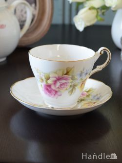 アンティーク雑貨 アンティーク食器 英国のアンティークのカップ＆ソーサー、バラの模様のリージェンシーの陶磁器（Regency）