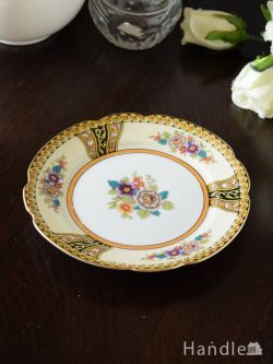 アンティーク雑貨 アンティーク食器 オールドノリタケの美しい陶磁器、手描きのお花が美しいアンティークプレート