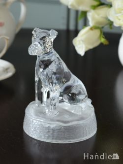 アンティーク雑貨 アンティークオブジェ アンティークガラスの犬のオブジェ、プレスドグラスのオーナメント（ドーベルマン）
