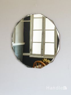 アンティーク雑貨 アンティークミラー・鏡 イギリスで見つけたアンティークのおしゃれな鏡、縁取りが輝く壁付けミラー 