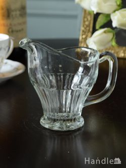 アンティーク雑貨 アンティーク食器 アンティークガラスの食器、英国から届いたプレスドグラスのミルクピッチャー