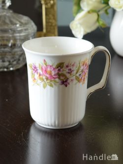 アンティーク雑貨 アンティーク食器 コルクラフ(Colclough)のマグカップ、お花模様が華やかなアンティークの食器