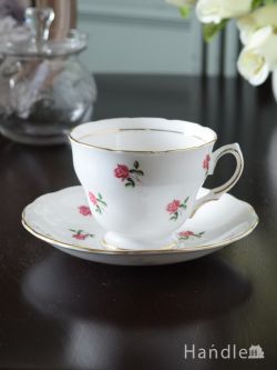 アンティーク雑貨 アンティーク食器 コルクラフ(Colclough)のカップ＆ソーサー、可愛いミニバラのアンティーク食器