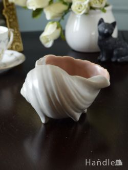 アンティーク雑貨 アンティークオブジェ アンティークの貝のオブジェ（sea shell bowl）、プール・ポタリーのTwintone（Peach Bloom & Seagull）