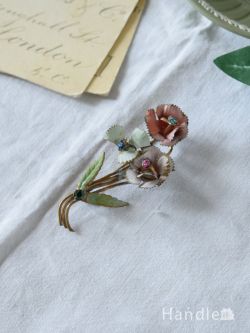 アンティーク雑貨 アンティークブローチ イギリスのビンテージアクセサリー、お花の色が可愛い花束のブローチ