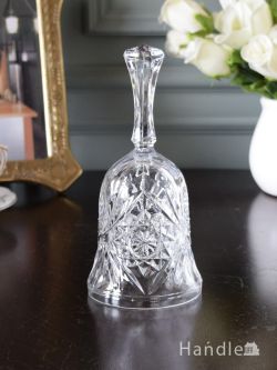 アンティーク雑貨 アンティークベル アンティークのプレスドグラス、華やかな型押しの模様が施されたガラスのディナーベル
