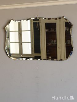 アンティーク雑貨 アンティークミラー・鏡 アンティークのおしゃれな壁掛けミラー、分厚いアンティークのカッティングミラー