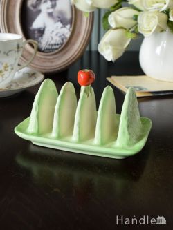 アンティーク雑貨 アンティーク食器 アンティークのおしゃれな食器、Crown Devonの小さなトマト×キャベツのトーストラック