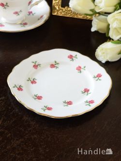 アンティーク雑貨 アンティーク食器 コルクラフ(Colclough)のプレート、ミニバラの絵が可愛いアンティーク食器