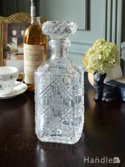 アンティーク雑貨 アンティーク食器 イギリスで見つけたゴージャスで美しいアンティーク ガラスのデカンタ（プレスドグラス）