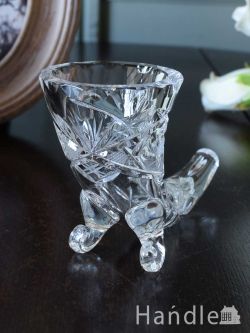 アンティーク雑貨 アンティーク花瓶 アンティークガラスのおしゃれな花器、可愛い足がちょこんと付いた１輪挿し