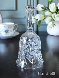 アンティーク雑貨 アンティークベル お花のモチーフの型押し模様が可愛い、イギリスで見つけたアンティークガラスのベル