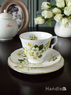 アンティーク雑貨 アンティーク食器 イギリスのアンティークカップ＆ソーサー、ゲインズバラ（gainsborough）のトリオ